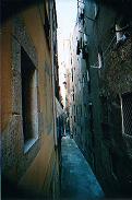 Quiet and narrow street on the back